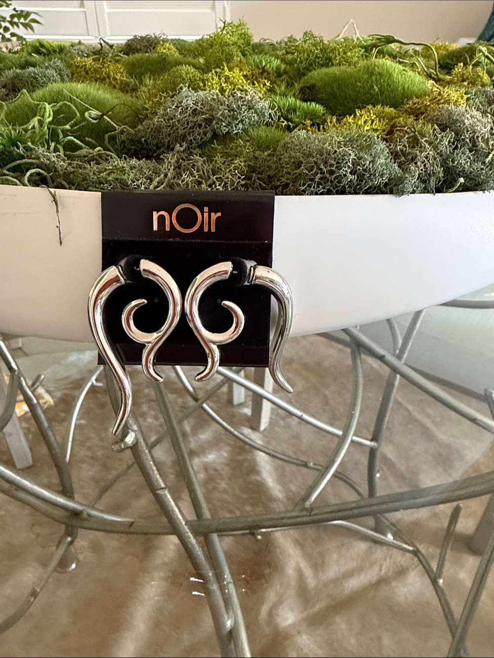 nOir Jewelry Silver Spiral Flame Drop Earrings